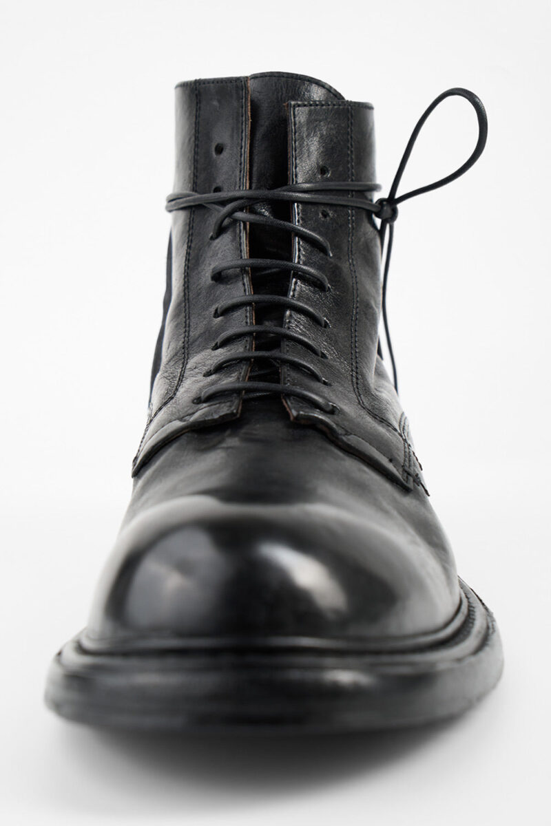 BOLTON limo-black layered lace up boots. - Image 4