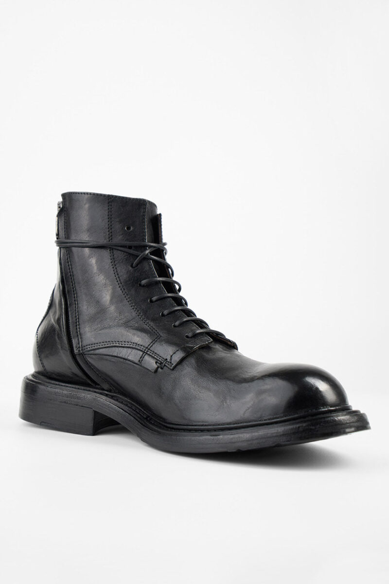 BOLTON limo-black layered lace up boots. - Image 11