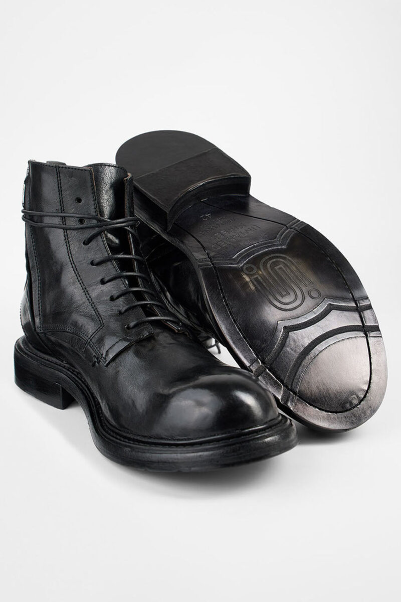 BOLTON limo-black layered lace up boots. - Image 2