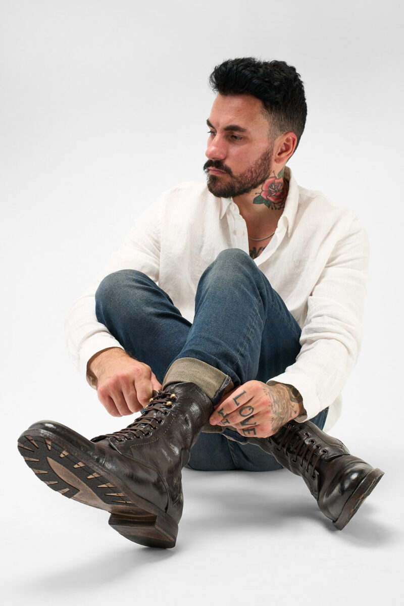 ASTON cigar-brown military boots. - Image 5