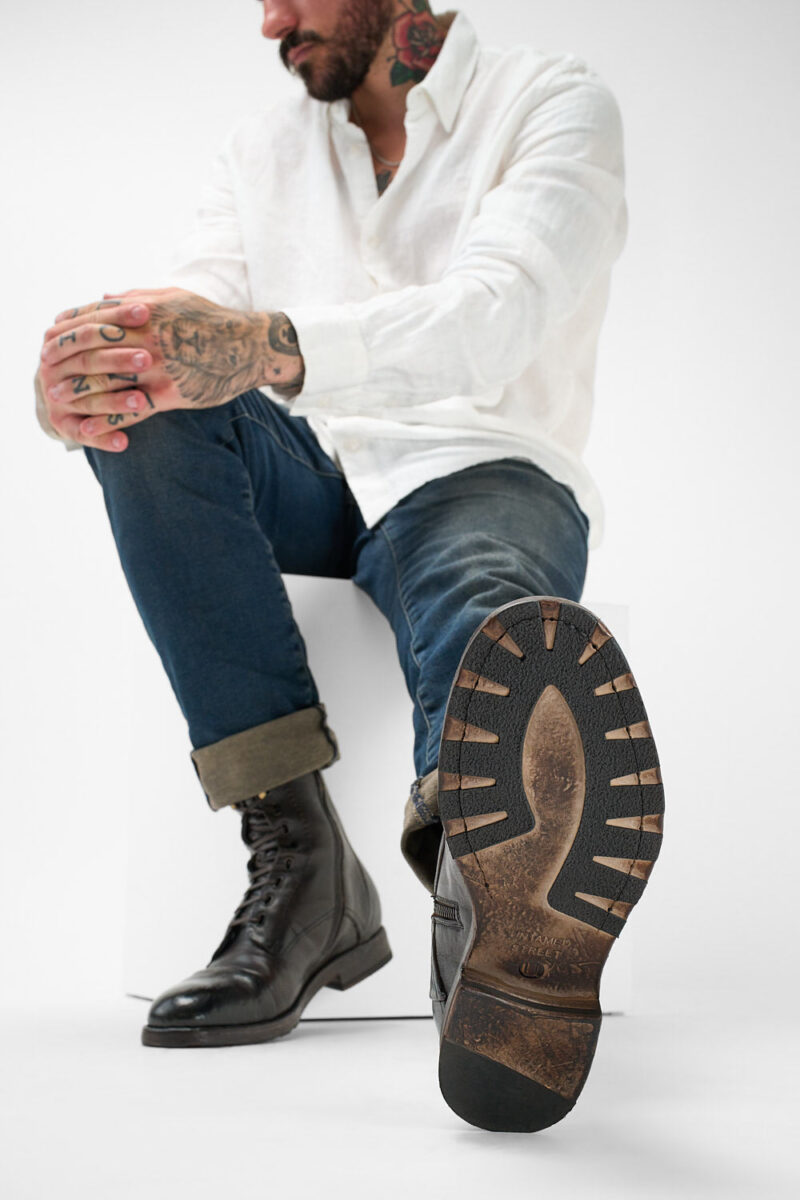 ASTON cigar-brown military boots. - Image 4