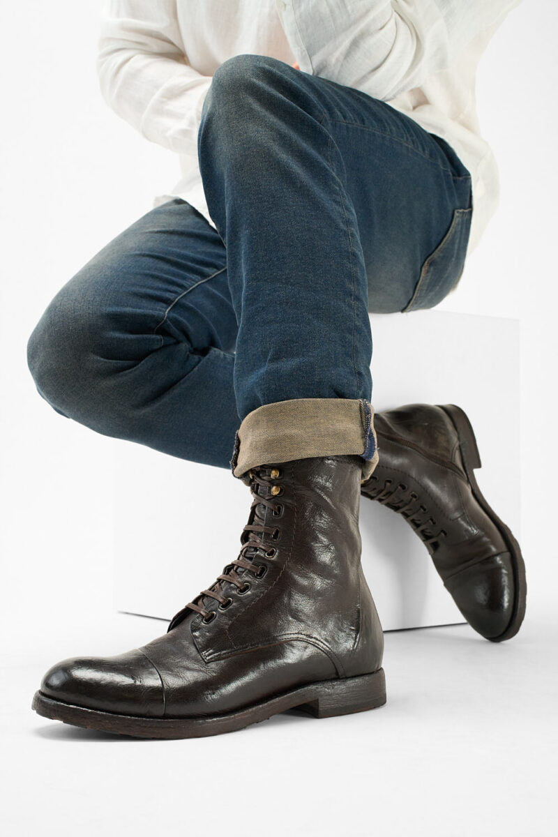 ASTON cigar-brown military boots. - Image 2