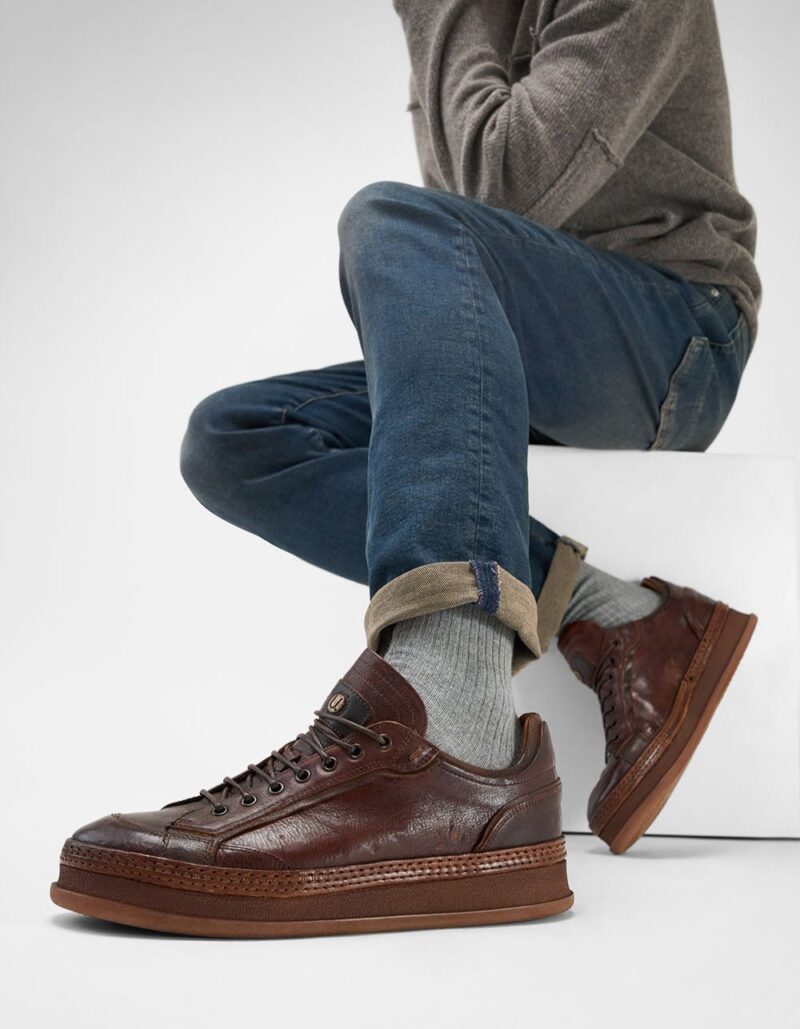 COLE cognac welted distressed sneakers. - Image 15