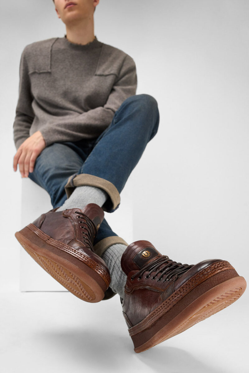 COLE cognac welted distressed sneakers. - Image 2