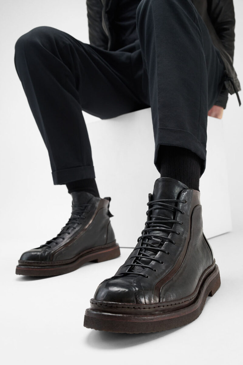 HOVE jet-black welted lace up boots. - Image 15