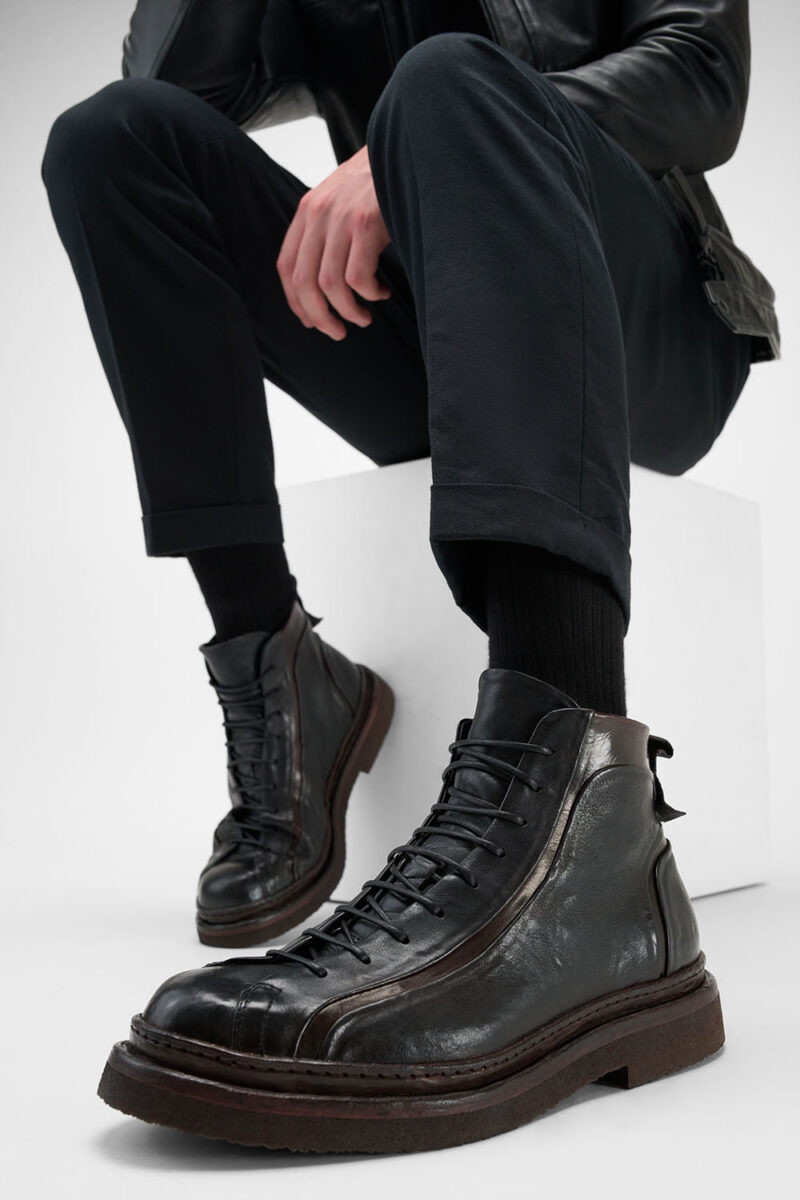 HOVE jet-black welted lace up boots. - Image 5