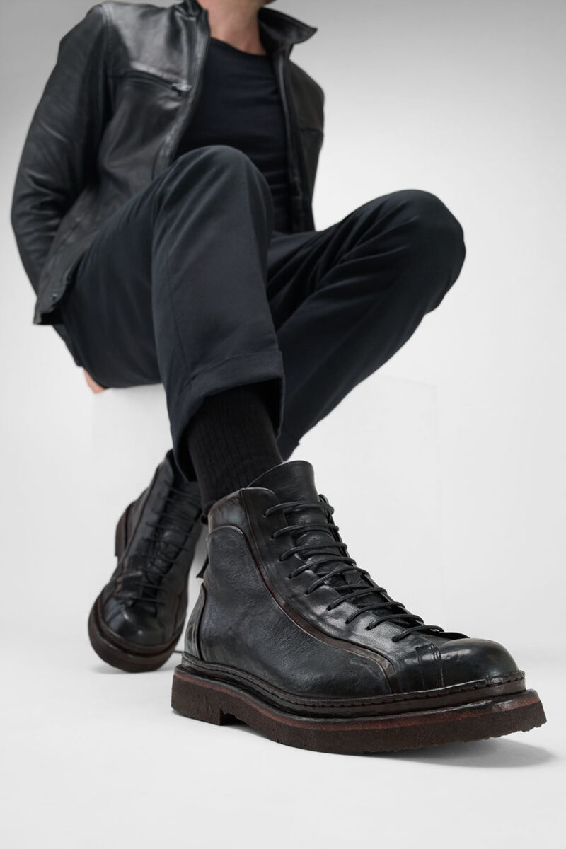 HOVE jet-black welted lace up boots. - Image 12