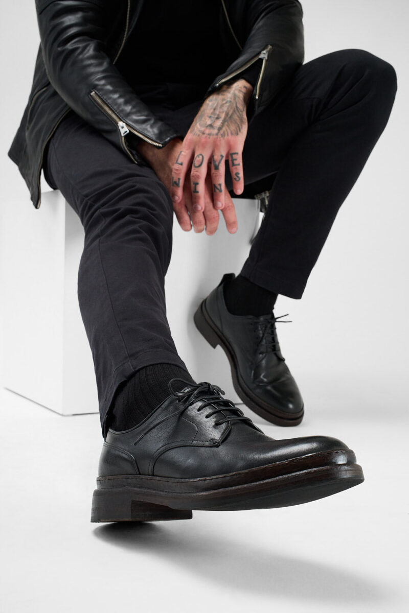 LAMBETH jet-black welted derby shoes. - Image 14