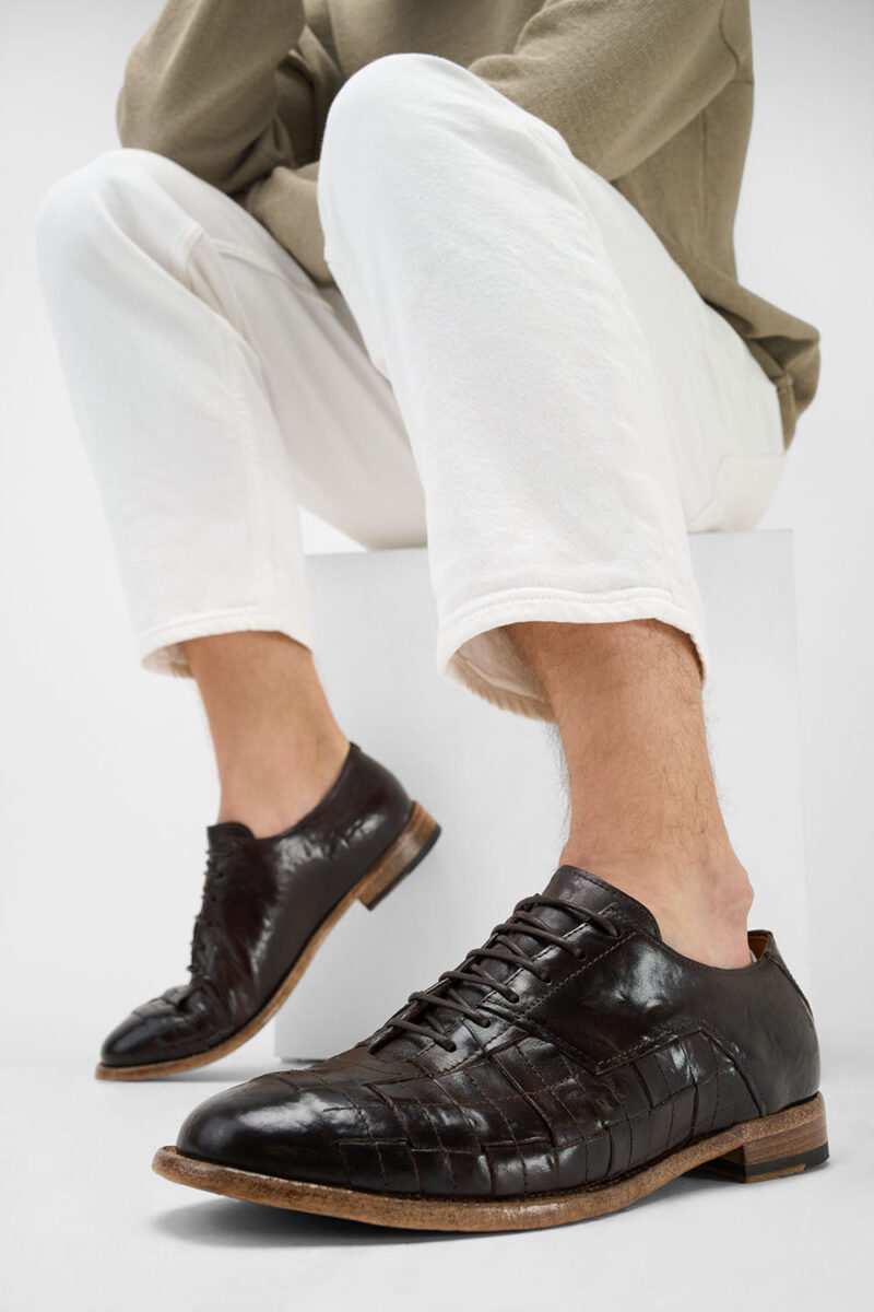 PARKER dark-cocoa woven leather oxford shoes. - Image 3