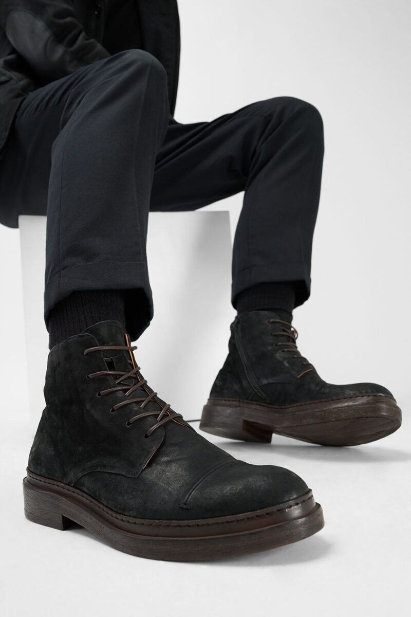 YALE distressed-black welted derby lace up boots. - Image 3