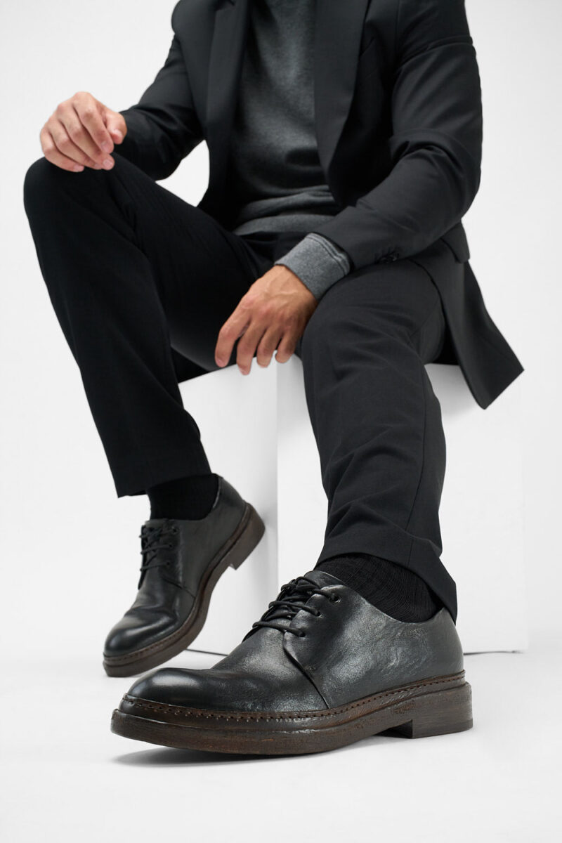 YALE tuxedo-black welted derby shoes. - Image 3