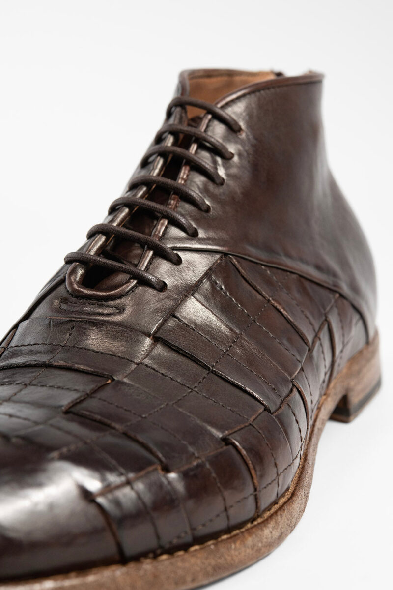 PARKER dark-cocoa woven leather chukka boots. - Image 5