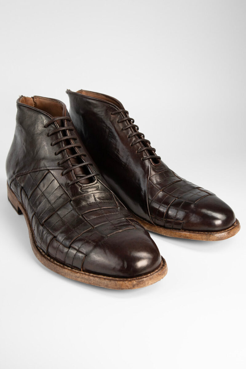 PARKER dark-cocoa woven leather chukka boots. - Image 2