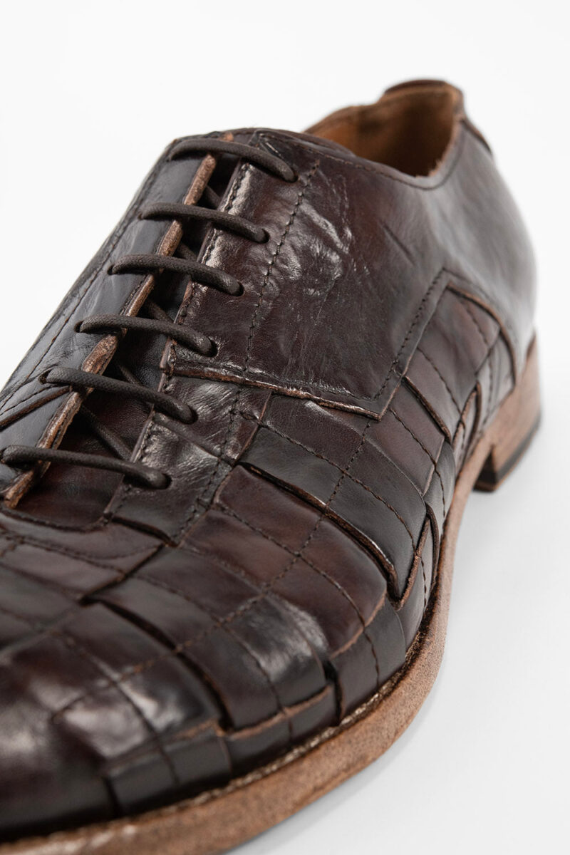 PARKER dark-cocoa woven leather oxford shoes. - Image 2