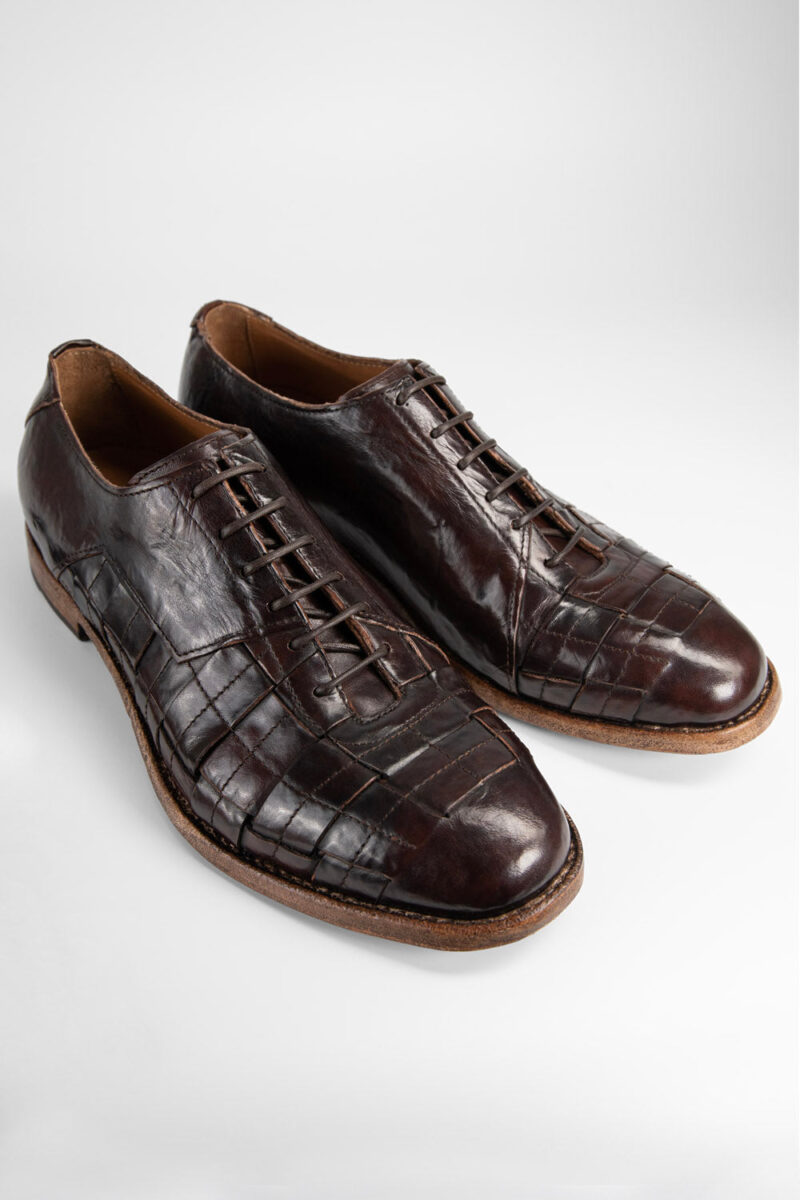 PARKER dark-cocoa woven leather oxford shoes. - Image 4