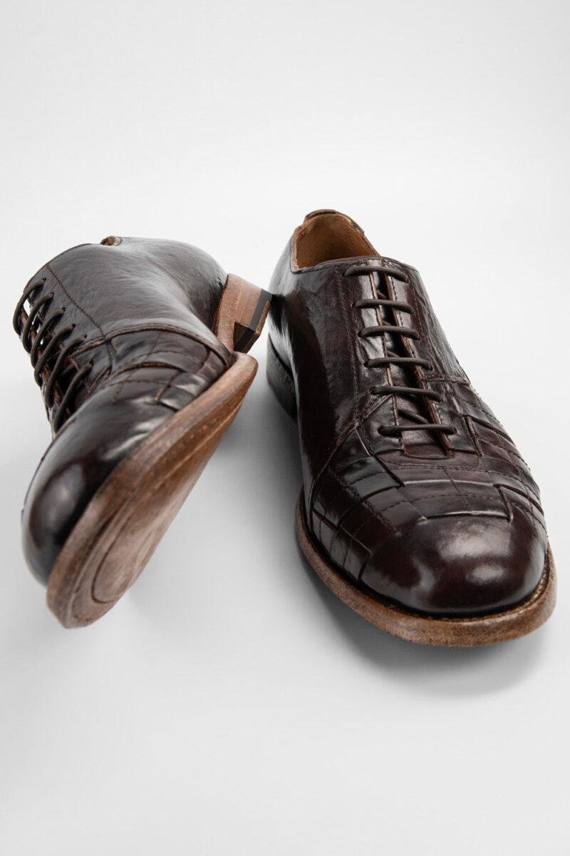 PARKER dark-cocoa woven leather oxford shoes. - Image 7