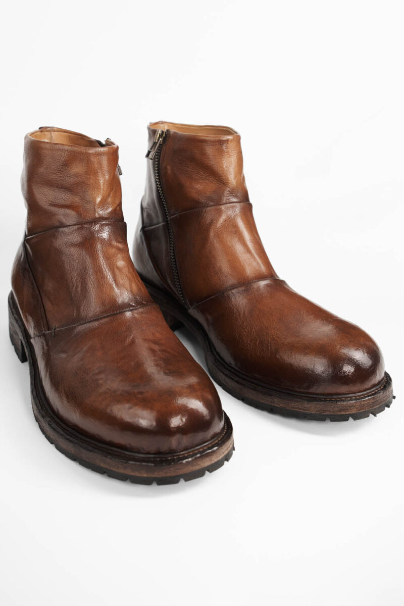 ROWLEY cognac folded laceless boots. - Image 5