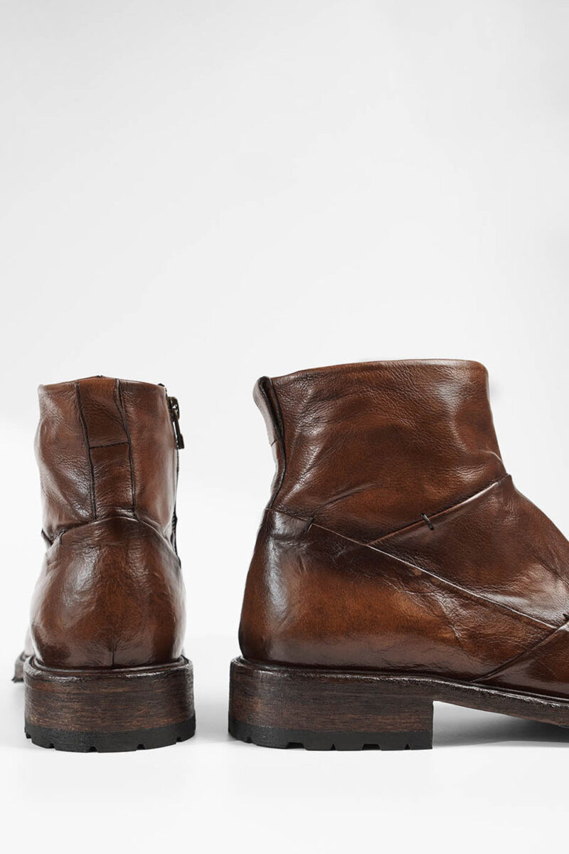 ROWLEY cognac folded laceless boots. - Image 10