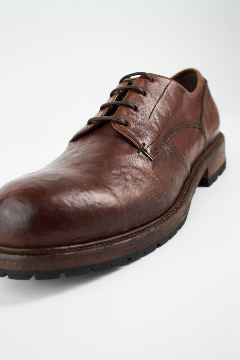 ROWLEY cognac folded derby shoes. - Image 8