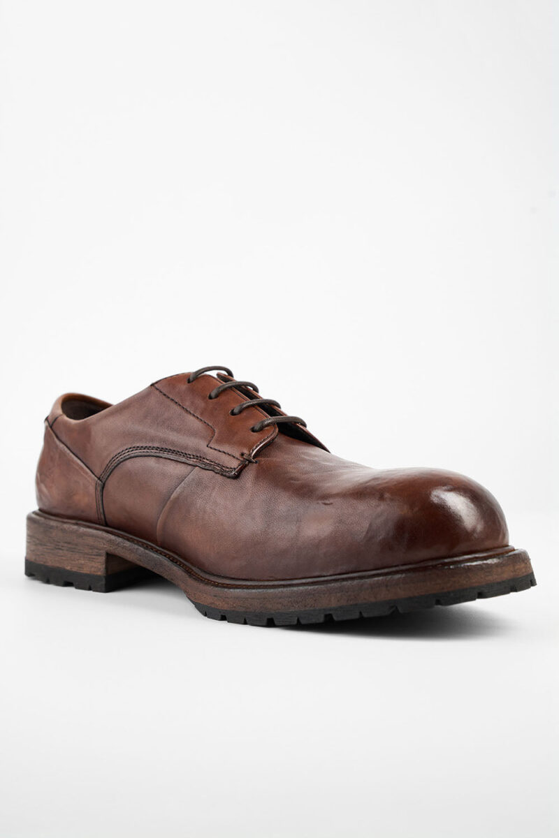 ROWLEY cognac folded derby shoes. - Image 4