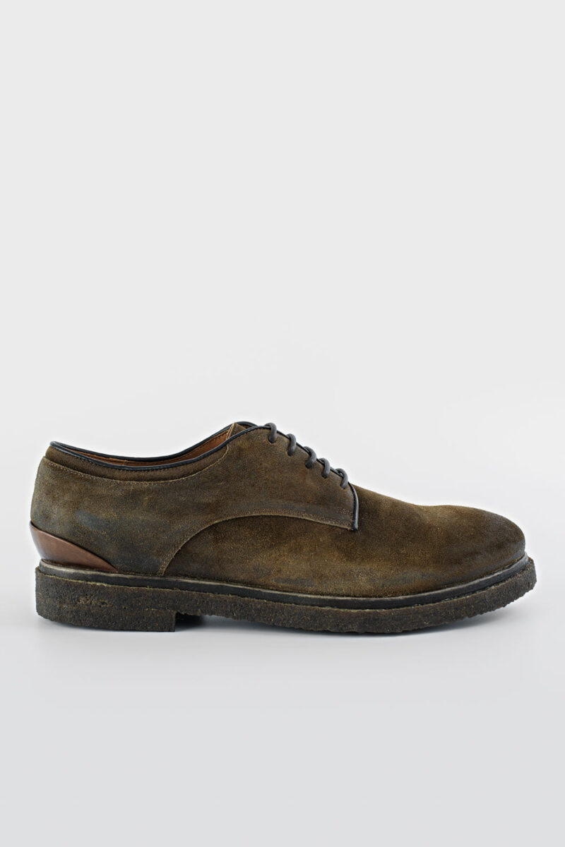 BROMPTON tundra-brown suede derby shoes.