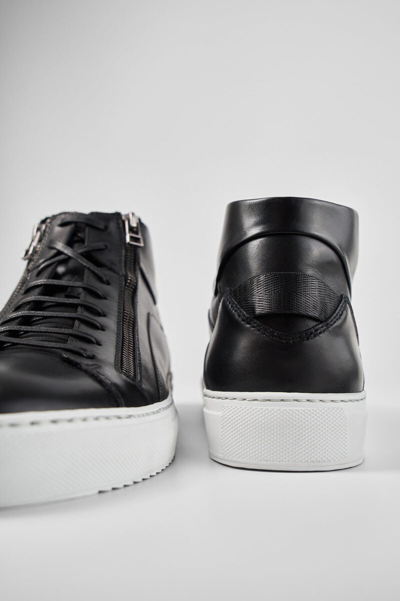 SKYE tuxedo-black triple stitched high sneakers. - Image 9