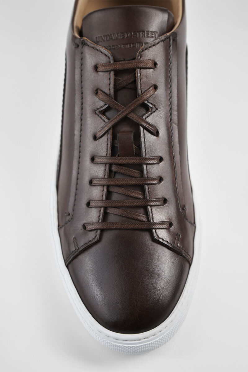 SKYE noble-brown triple stitched patina sneakers. - Image 8