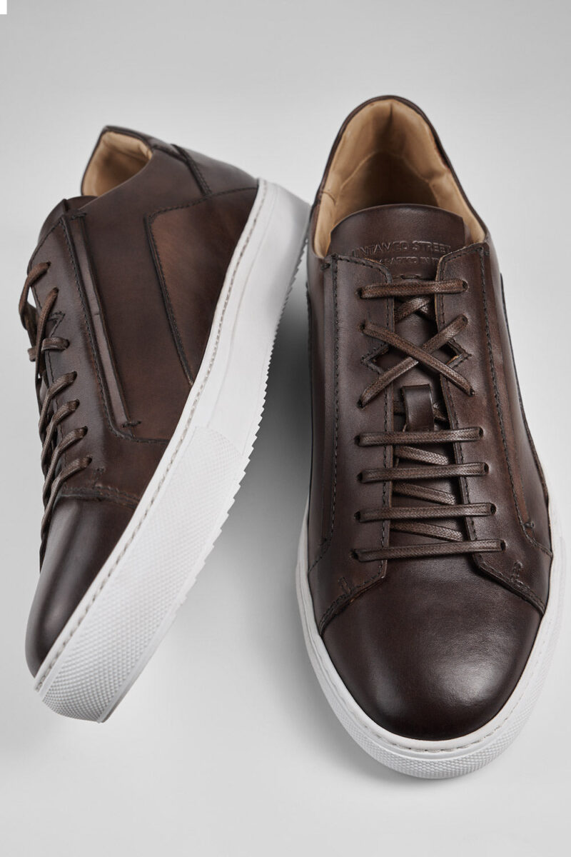 SKYE noble-brown triple stitched patina sneakers. - Image 2