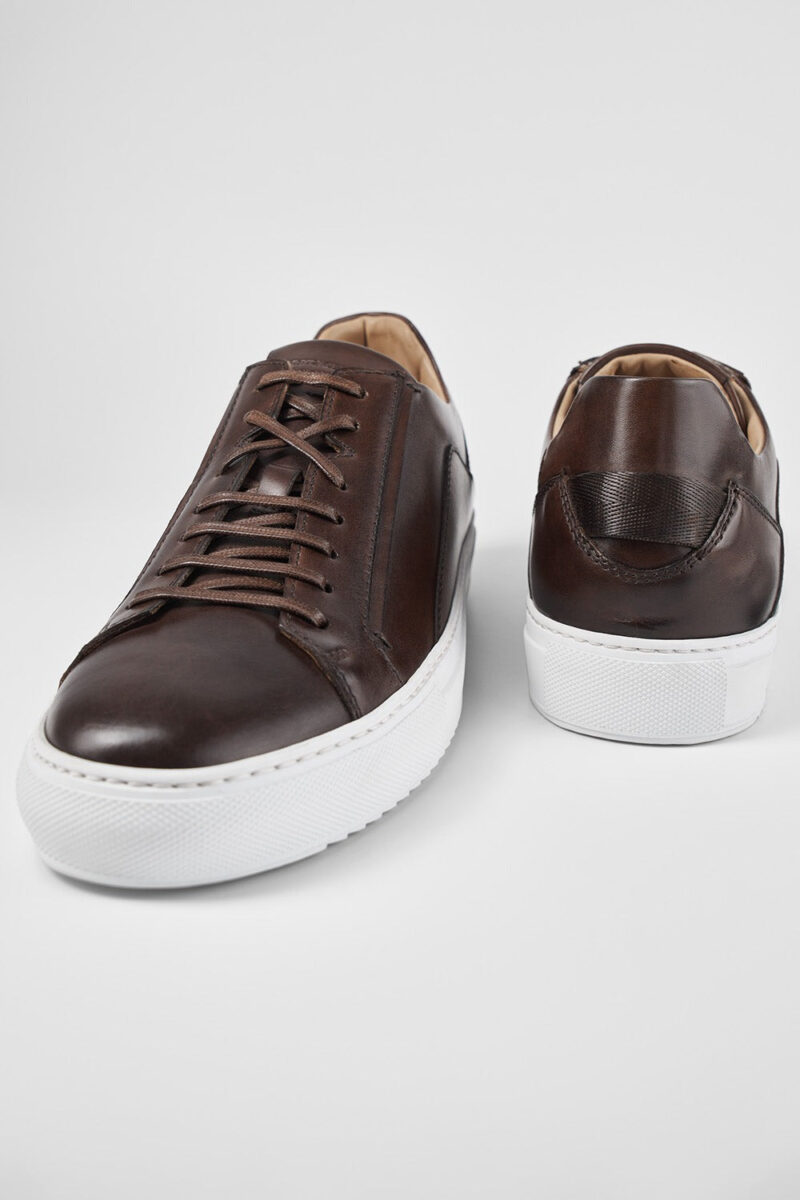 SKYE noble-brown triple stitched patina sneakers. - Image 10