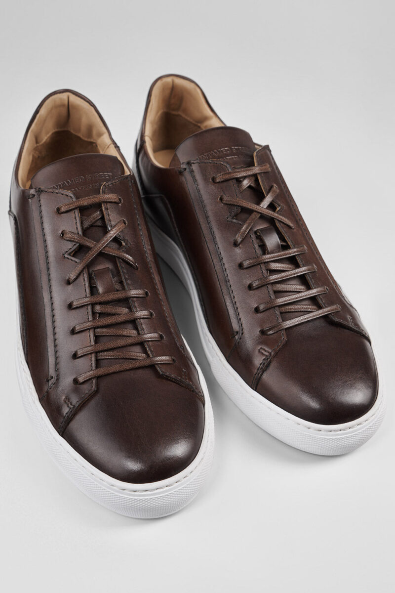 SKYE noble-brown triple stitched patina sneakers. - Image 5