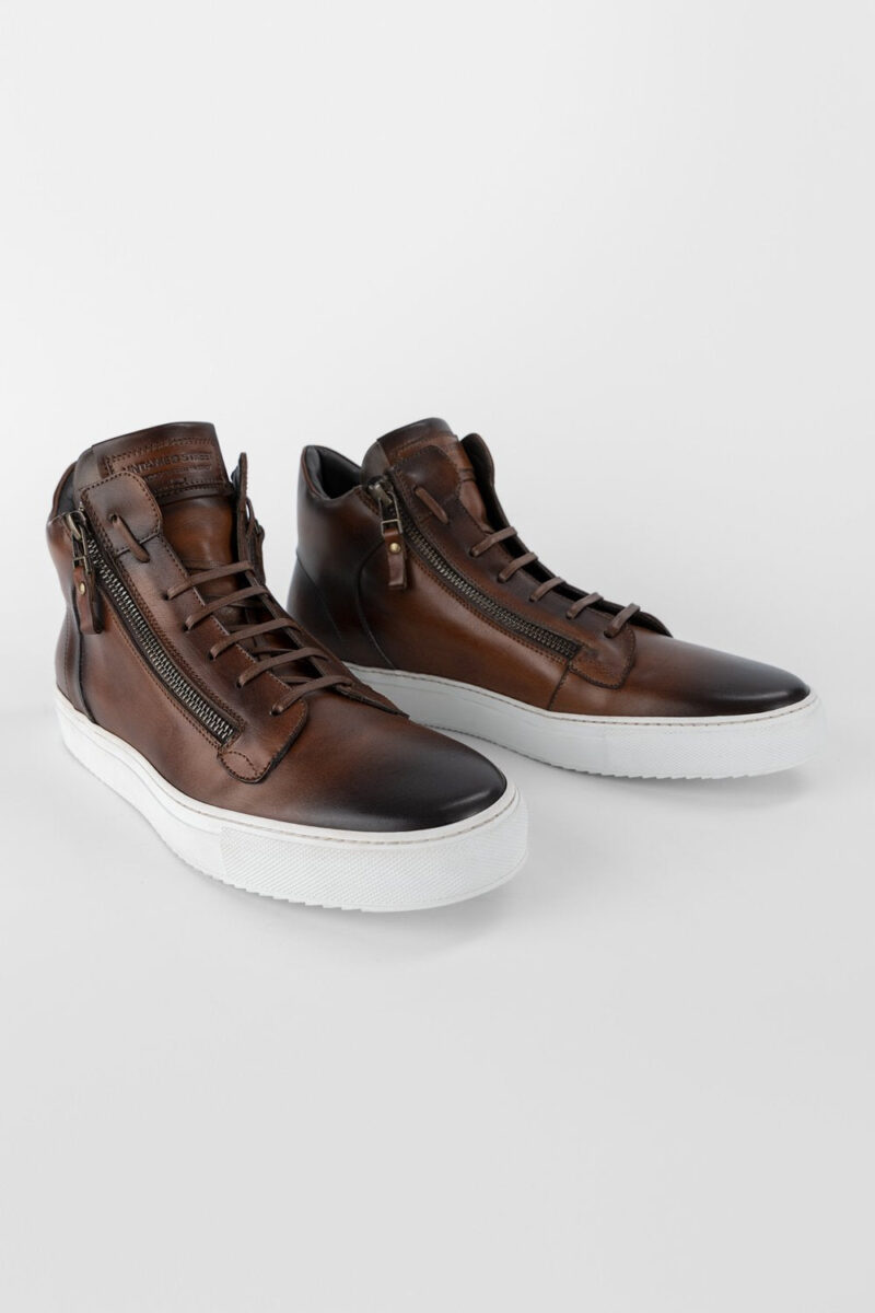 SOHO cocoa-brown patina high sneakers. - Image 3