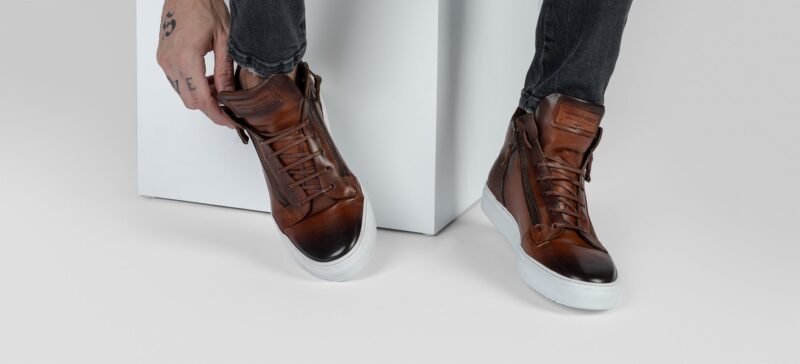 SOHO cocoa-brown patina high sneakers. - Image 14