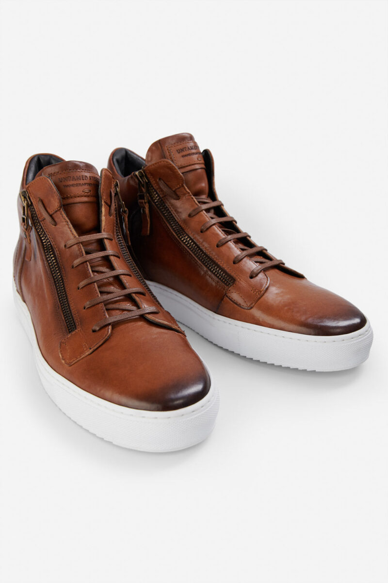 SOHO ROGUE cognac distressed high sneakers. - Image 2