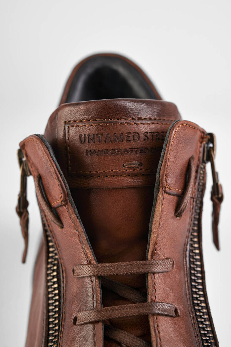 SOHO ROGUE cognac distressed high sneakers. - Image 13