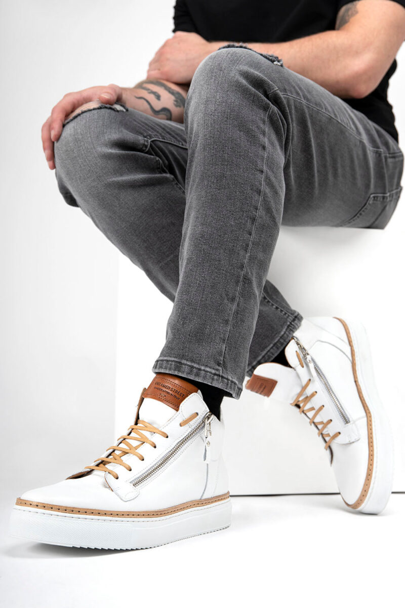 SOHO white welted high sneakers. - Image 6