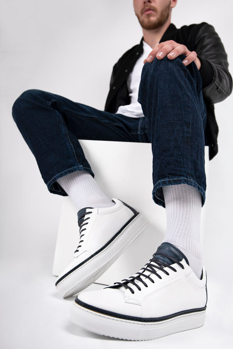 SOHO EDGE white blue welted sneakers. - Image 2