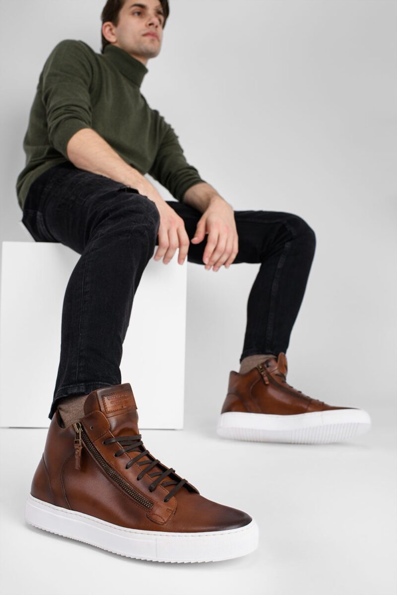 SOHO cocoa-brown patina high sneakers. - Image 11