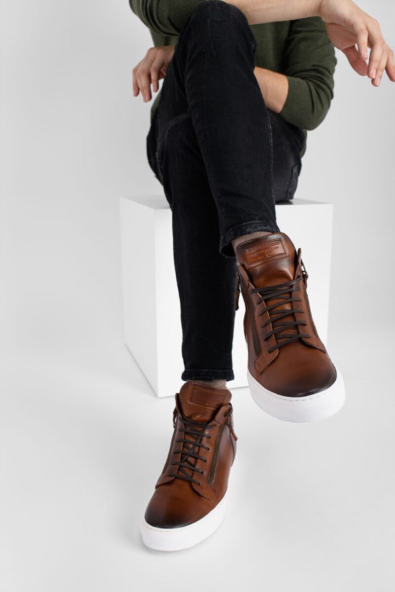 SOHO cocoa-brown patina high sneakers. - Image 13