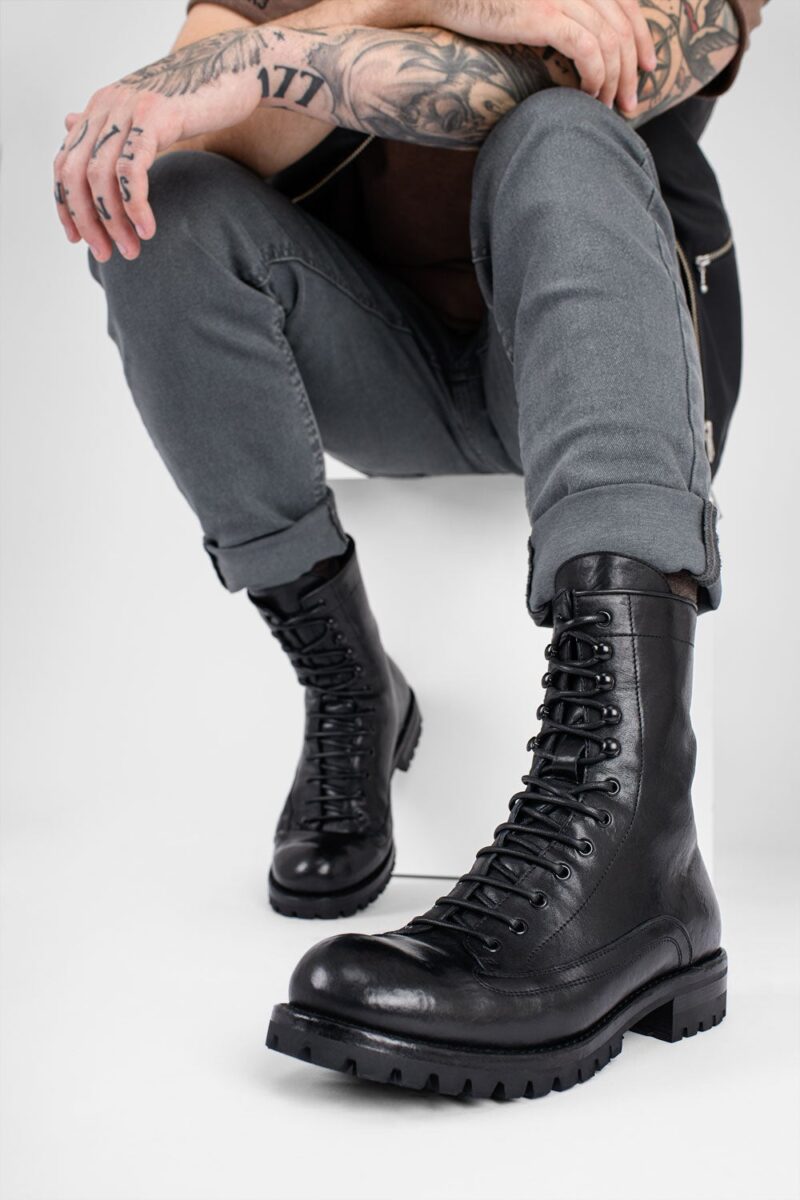 CAMDEN tar-black military boots. - Image 14