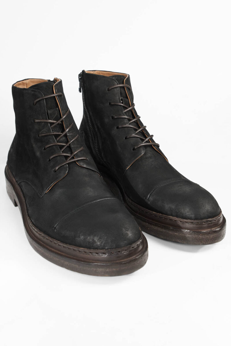 YALE distressed-black welted derby lace up boots. - Image 2