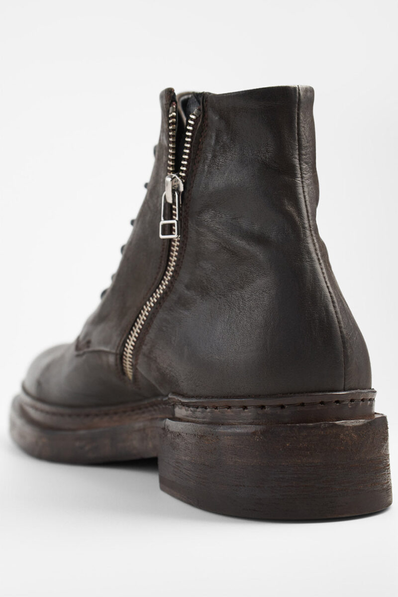 YALE ebony-brown welted derby lace up boots. - Image 6