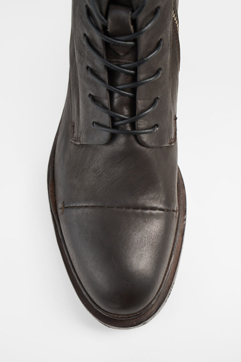 YALE ebony-brown welted derby lace up boots. - Image 9