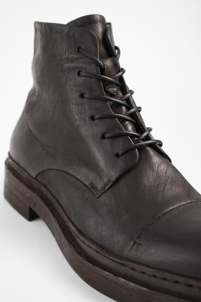 YALE ebony-brown welted derby lace up boots. - Image 5