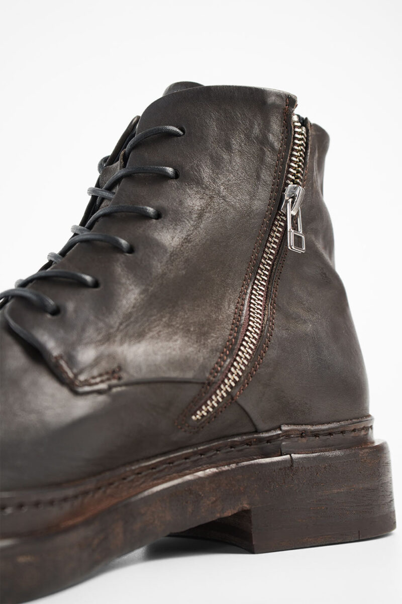 YALE ebony-brown welted derby lace up boots. - Image 10