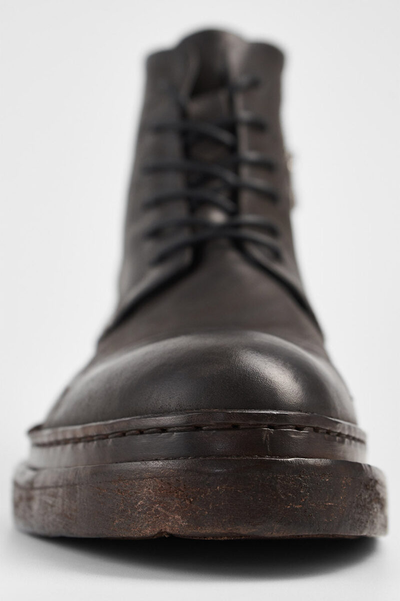 YALE ebony-brown welted derby lace up boots. - Image 8