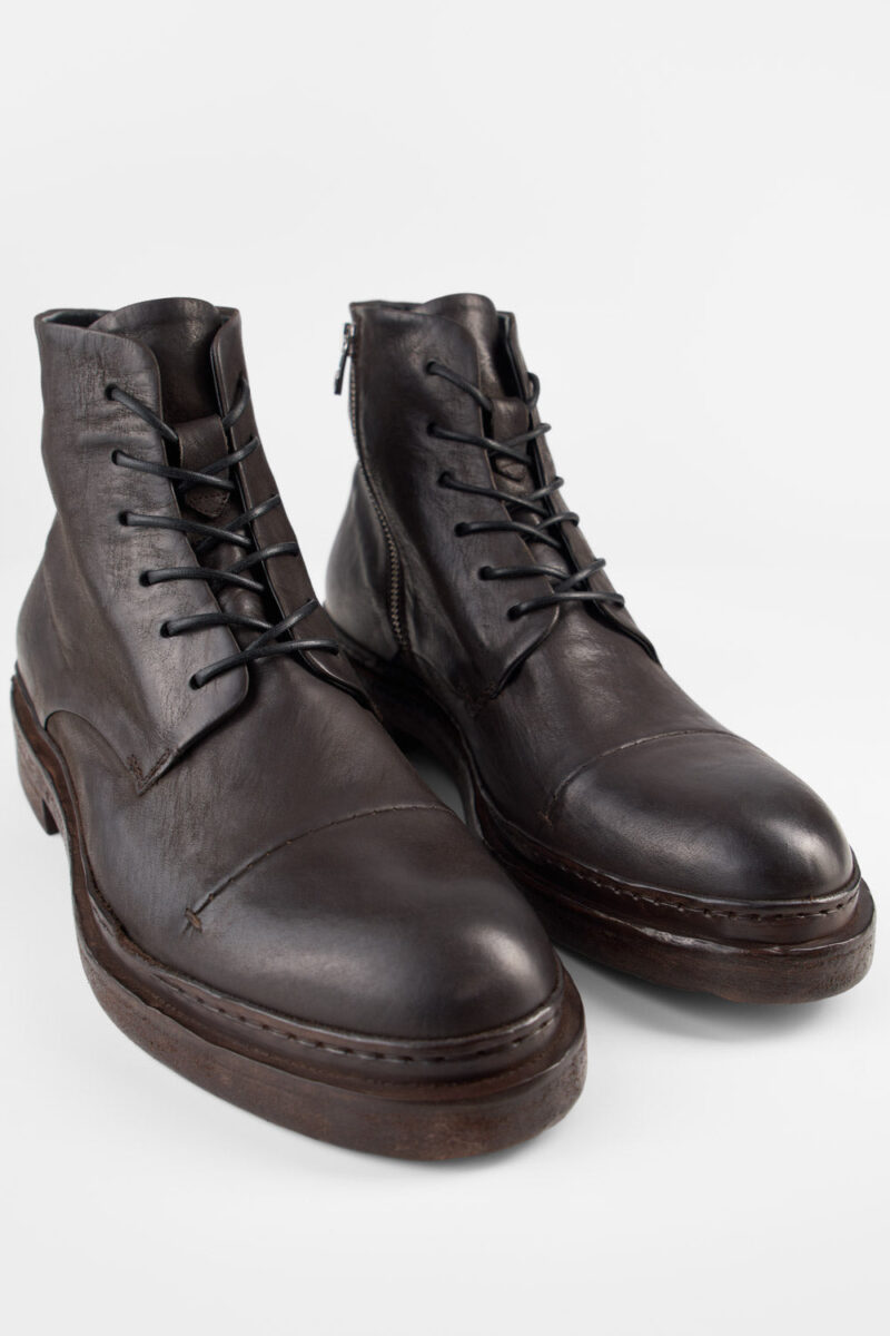 YALE ebony-brown welted derby lace up boots. - Image 2