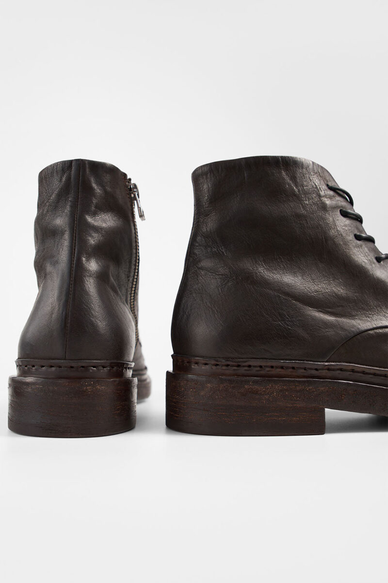 YALE ebony-brown welted derby lace up boots. - Image 7