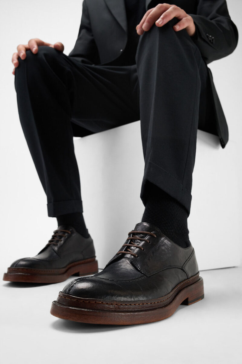 YORK imperial-black welted apron derby shoes. - Image 7