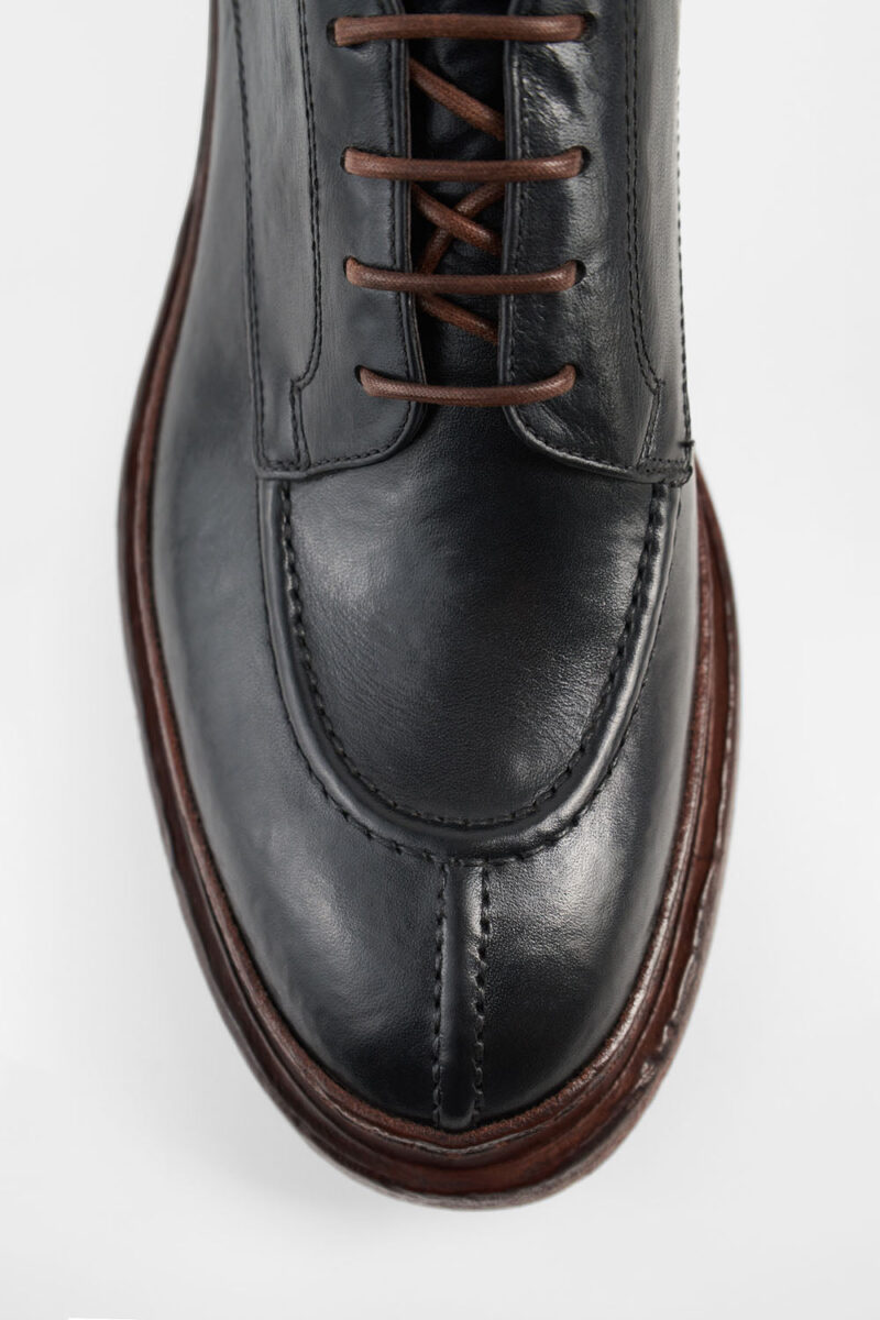 YORK imperial-black welted apron derby shoes. - Image 10