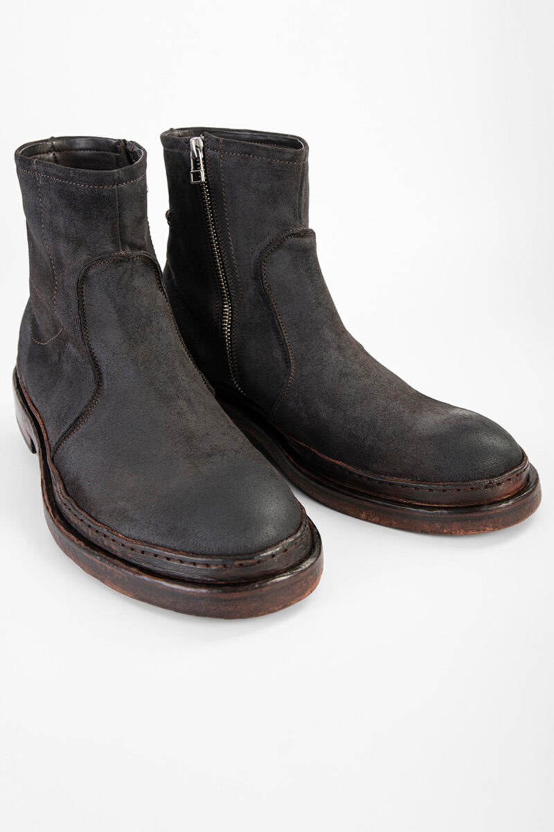 YORK lava-grey suede welted laceless boots. - Image 4